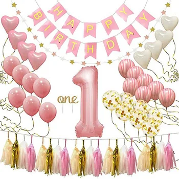 1 Roz Petrecere Decoratiuni Consumabile, Perla latex Confetti, baloane, Ghirlanda de stele pentru fete petrecere