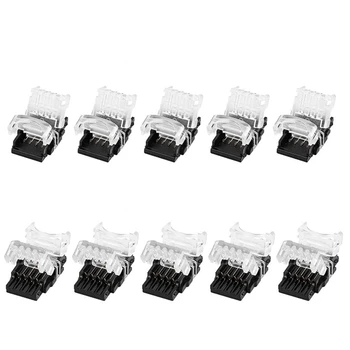 10 Pachete de 4 Pini LED Strip Conectori,Banda Pentru Benzi,Benzi De Sârmă Conector Pentru Impermeabil 10Mm RGB 5050 LED Strip Lumini