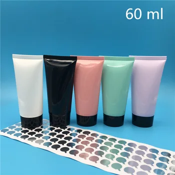 100 buc Transport Gratuit 60 ml Albastru roz Violet Gol Tub de Plastic Sticle Returnabile Gol Cosmetice Containere de ambalare capac Negru
