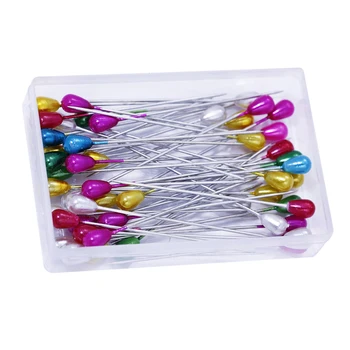 100buc Mult Multicolor Perle Cap Pin Ace Pinii de Poziționare pentru Cusut, Croitorie Corsaj Florarii cu Cutie de Plastic