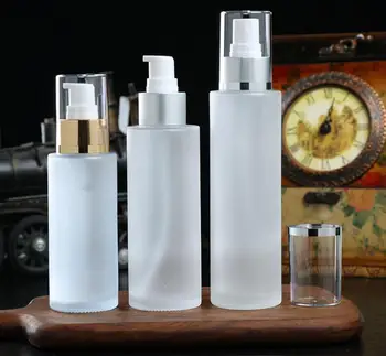 100ml flacon de sticlă mată cu aur/argint pompa ser/lotiune/emulsie/fundației/gel/esenta de umiditate toner cosmetice de ambalare