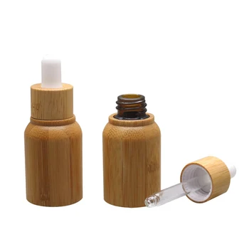 10ml 20buc Goale de Bambus, Ulei Esențial Dropper Sticla cu Recipient Interior din Sticlă Aromoterapie Reîncărcabile Amber Flacoane cu Pipetă