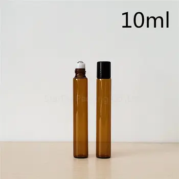10ml Amber Rollon Sticle cu Role Pentru Uleiuri Esențiale Rola Pe Reîncărcabile Sticla de Parfum Deodorant Containere Bilă de Oțel