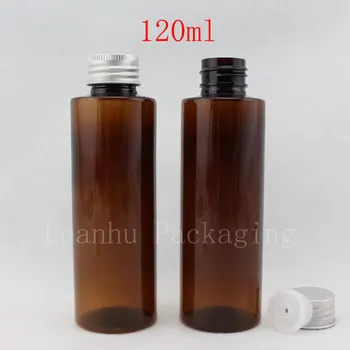 120ML Maro Umăr Plat Sticla de Plastic , 120CC Lotiune / Toner Ambalaje de Sticlă , Gol Container Cosmetice ( 50 buc/Lot )