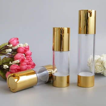 15ml 50ml Aur Transparent Pompa Airless Cosmetice Sticla de Călătorie Mini Lotiune Crema Sticle de Vid articole de Toaletă Containere 10buc/lot
