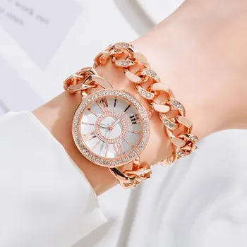 1buc Lux Brățară Femei Ceas de Moda Doamnelor Cuarț Ceas de mână Diamant de sex Feminin Ceasuri Ceas Cadou Reloj Mujer