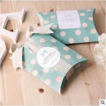 2018 kawaii bomboane pungi cutii pernă în formă de cadouri, favoruri cutie de hârtie kraft cu buline cutii de cadouri suveniruri pentru oaspeții consumabile partid