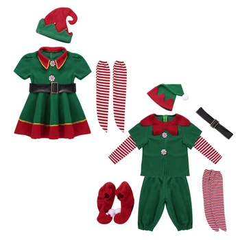 2019 Verde Elf Fete Costum de Crăciun Festivalul de Mos craciun pentru Fete de Anul Nou Haine Copii Rochie de Lux de Crăciun PartyDress
