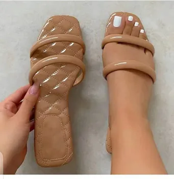 2021 Vara Noi Femei Pantofi Sandale Plate în aer liber, Papuci de bandă Îngustă Stil de Moda Pantofi de Plaja Plus Dimensiunea 41