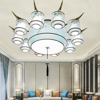 2022 Noul Stil Chinezesc Lumini Plafon Living Lampa Restaurant Simplu De Lumină Tesatura Moderna Dormitor Prindere Tavan Led Pachet
