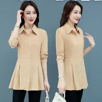 2022 Primavara Toamna Cu Maneci Lungi Buton-Up Bluza Femei Stil Coreean Solid Shirt Bluza Vrac Haine De Lucru De Birou De Sex Feminin K460