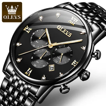 2023 Noi OLEVS Oțel Negru Design de Brand de Top de Lux pentru Bărbați Cuarț Ceas Barbati Sport Impermeabil Ceas Luminos Ceas Reloj Hombre