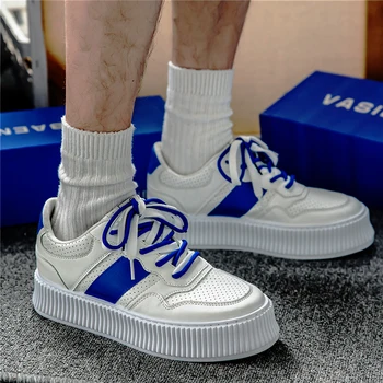 2023 Primavara Toamna Moda Stil Simplu Pantofi pentru Bărbați Solid Alb Inaltime Crescut Adolescenți Student de zi cu Zi Pantofi Casual Clasic