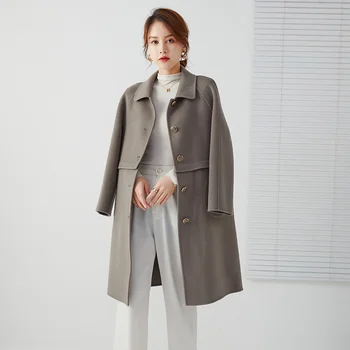 21 noi toamna și iarna coreean mici față-verso haină de lână Nizi haina femei mici haina clasic de lungime medie