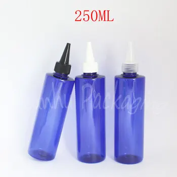 250ML Albastru Sticla de Plastic a Subliniat Gura Pac , 250CC Gem / Cosmetice Apă, Ambalaje Sticla , Machiaj Sub-îmbuteliere ( 25 BUC/Lot )