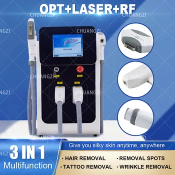 3 in 1 Multifunctional Laser IPL NM Mașină de Îndepărtare a Părului Nd Yag Laser Tat-prea mașină de Îndepărtare RF Lifting facial Părului cu laser CE