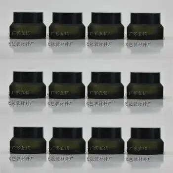 30pcs gol 15g verde de sticlă mată crema borcan cu capac de plastic negru, gros de sticlă îngheț 15g cosmetice borcan de crema de ochi