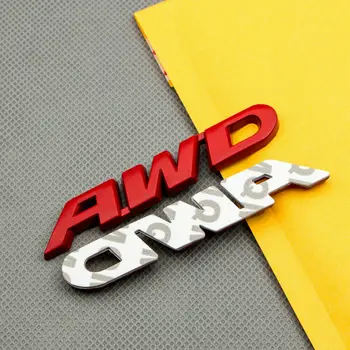 3D Red Metal AWD Portbagaj Aripa Spate Emblema, Insigna Decal Autocolante 4WD SUV V6