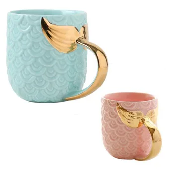 400ML Sirena de Cafea Cana Ceramica cu Coada de Sirena Mâner pentru Soția-O Cadou de Craciun de Ziua de Mireasa Logodna Nunta