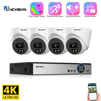 4K Kit 4CH NVR 8MP Securitate CCTV Două căi Audio IP Dome Sistem Interior de Culoare Viziune de Noapte POE Camera de Supraveghere Video Set