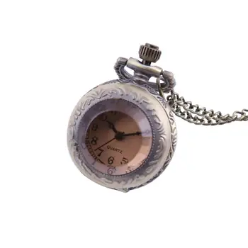6046Trend retro mini sticlă maro deschis capacul ceas de buzunar cu lanț de accesorii pentru bărbați și femei