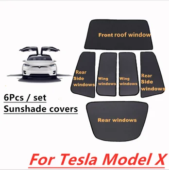 6Pcs Upgrade Acoperiș de Sticlă Parasolar Geam Umbra Trapa Net Luminator Nuante Protector Auto Parasolar Net Pentru Tesla Model X