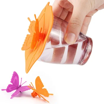 6pcs Fluture Drăguț și Frunze în Formă de anti-Scurgere din Silicon Capace pentru pahare cu Bomboane de Culoare garnitură pompare-Aspirație Acoperă Instrument de Bucatarie Decor Nunta