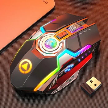 7-tasta Mute Reîncărcabilă, fără Fir, Mouse-ul RGB Lumina Poate fi Oprit DPI Buton Potrivit pentru Jucătorii pe PC Desktop Computer Notebook