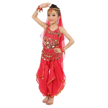 8 culori Belly Dance Costume Copii Stil Nou Copil Burtă de Dans de Fete Bollywood Indian Performanță Pânză Rochie 7pcs/set