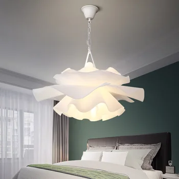 Acrilic alb Dormitor cu LED-uri lumini Pandantiv E27 Bec Living Restaurant lampă de Pandantiv Lanț de Aur Pandantiv Floare Corpuri de iluminat