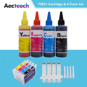 Aecteach T0921N Pentru Epson T0921 Cartuș de Cerneală Stylus T26 T27 TX106 TX109 CX4300 Cartușe + Pentru Epson Printer Cerneala Refill 400ml