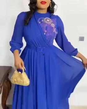 African Rochii pentru Femei 2022 Moda Elegant Șifon Maxi Rochie cu Maneci Lungi Haine de damă cu Curea din Africa Haine Femei