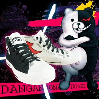 Anime Costum Danganronpa Pantofi Monokuma Cosplay Bascheti Pentru Fete Femeie de Primăvară Halloween High-top Canvas Adidasi