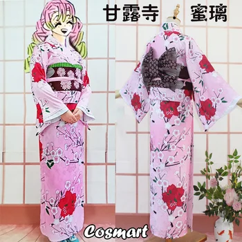 Anime Demon Slayer Kimetsu nu Yaiba Kanroji Mitsuri Cosplay Costum Roz Kimono-Halat de baie Costum de Halloween pentru Femei de Orice Dimensiune NOUĂ