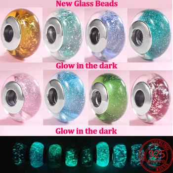 Autentic S925 Argint Glow-in-the-întuneric Colorate Margele de Sticla Murano Farmec se Potrivesc Brățară Pandora & Brățară Femei Bijuterii Accesorii