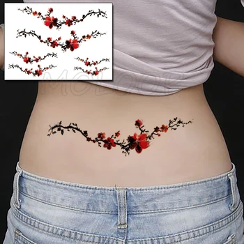 Autocolant tatuaj Floare de Prune Floare de Cerneală Pictura Spălare Tatuaje Temporare Tatuaje False pentru Femei Barbati Body Art