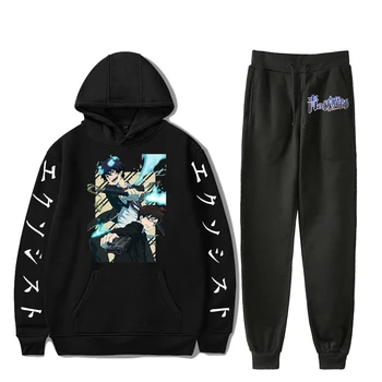 Blue Exorcist Tricou Unisex Două Bucata Set Hanorac+Jogger Pant Harajuku Streetwear Anime Japonez Haine Femei Barbati Set