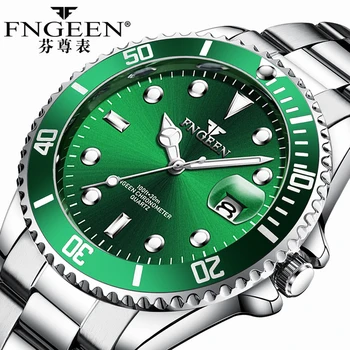 Bărbați Ceas 2020 Înaltă Calitate FNGEEN Brand Cuarț ceas din Oțel Inoxidabil Apă Fantomă Bărbați Ceasuri Luminos Afișaj Analogic Erkek Saat