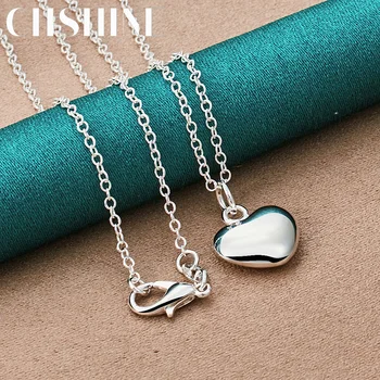 CHSHINE Argint 925 Solid Pandantiv Inima 16-30 Inch Șarpe/O-Lanț Colier Pentru Femei Nunta Logodna Bijuterii de Moda