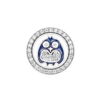 CKK 925 Sterling Silver-Bijuterii Owl Albastru Farmec Ajurata se Potriveste pentru Original Farmecele Argint 925 Bijuterii Originale Înțelepciune Pasăre