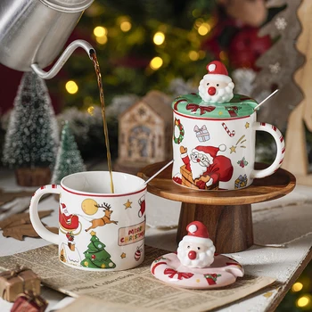 Cacao Fierbinte De Craciun Cana De Email Moș Crăciun Și Renii Ciocolata Calda Cana Ajunul Crăciunului Cutie De Umplere Xmas Cani Cadou De Vacanță