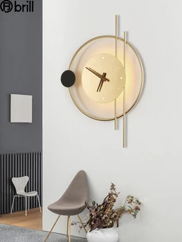 Creatoare de Moda Lampa Minimalist Ceas de Perete Lampă de Perete de Lumină Led-uri pentru Dormitor Nordică Modernă, Ceasuri de Perete Decor Acasă Living Arta