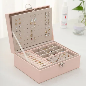 De înaltă calitate stil European de mare capacitate multi-strat caseta de bijuterii cercei cercei colier inel cutie de bijuterii display cutie de depozitare