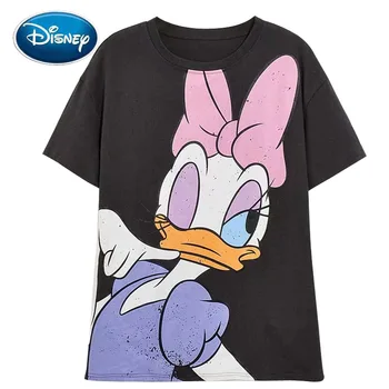 Disney Moda T-Shirt Donald Daisy Duck Desene Animate De Imprimare O-Gât Pulover Cu Maneci Scurte Casual Dulci Femei Tricou Vrac Tee Topuri