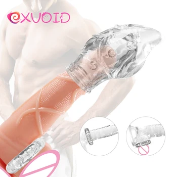 EXVOID 2 BUC/Set Penis Inel de Silicon Intarziere Ejaculare Jucarii Sexuale pentru Cupluri Prezervativ Glandul Penisului Acoperi Sex-Shop