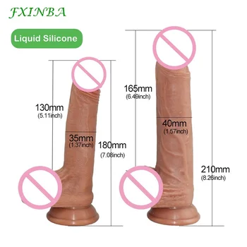 FXINBA 18/21cm Realist Vibrator din Silicon pentru Penis cu ventuza Mare Dildo pentru Femei Masturbari Lesbiene jucarii Sexuale