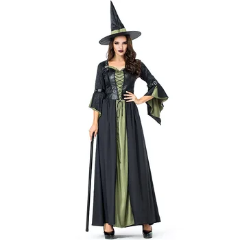 Fantasia Femei Costum Vrajitoare Halloween Cosplay Purim Teatru Costume O Linie Lungă Rochie Bandaj