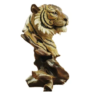 Faux Lemn Cap De Tigru Statuie De Animale Figurine Decorative Rășină Art&Craft Decor Acasă R48