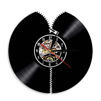 Fermoar de Lumină LED-uri pe Vinyl Wall Art Ceas Modern Abstract Zip Disc CD-Living Decorul Camerei Ceasuri Agățat Ceas Cuarț Tăcut timp de