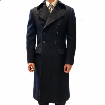 Formale De Lână De Iarnă Pentru Bărbați Costume Groase De Înaltă Calitate Personalizate-A Făcut Om Coat Breasted Dublu Mare Rever Formale De Afaceri Haina